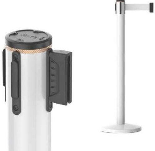 Retractable Belt Stanchions, Queue Barrier Post – White